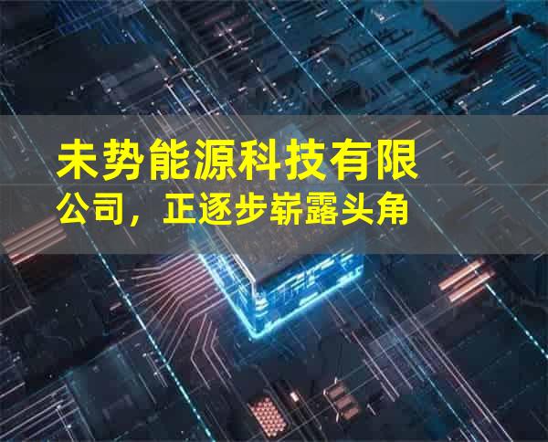 未势能源科技有限公司，正逐步崭露头角