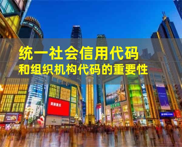 统一社会信用代码和组织机构代码的重要性