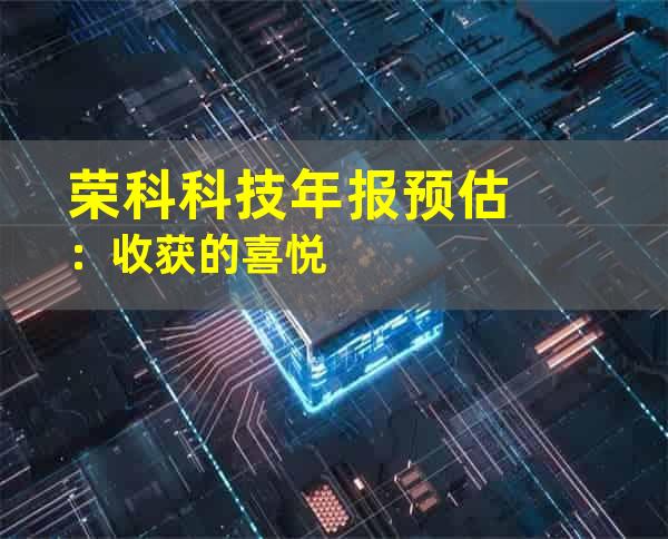 荣科科技年报预估：收获的喜悦