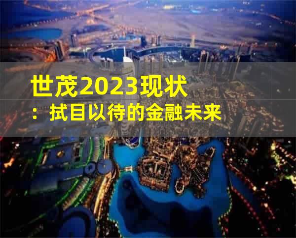 世茂2023现状：拭目以待的金融未来