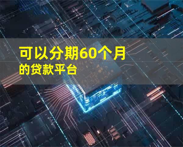 可以分期60个月的贷款平台