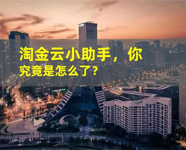 淘金云小助手，你究竟是怎么了？