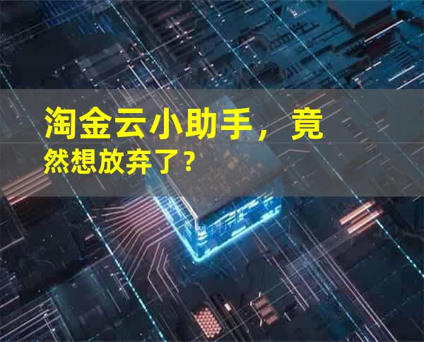 淘金云小助手，竟然想放弃了？